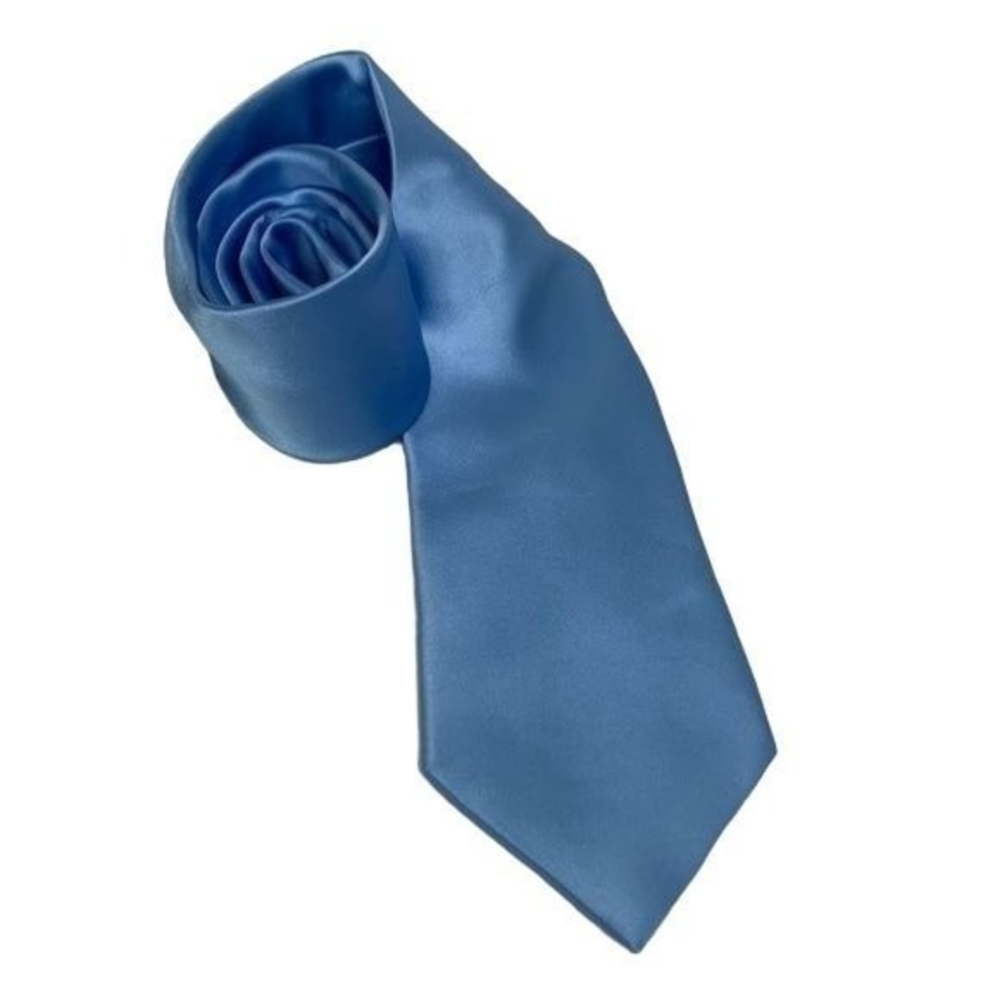 Geoffrey Beene Men's Neck Tie Light Blue Satin  Finish Solid 100% Polyester‎